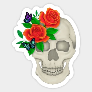 Skull and Roses Sticker